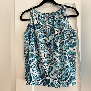 SHEIN Blue and White Paisley Top